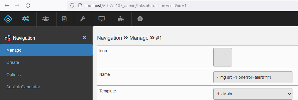 Payload XSS du nom sur la page d'accueil