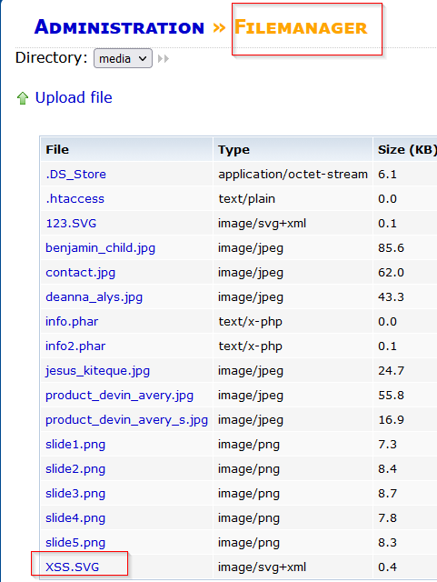 Datei-Upload XSS hochgeladene Datei 2