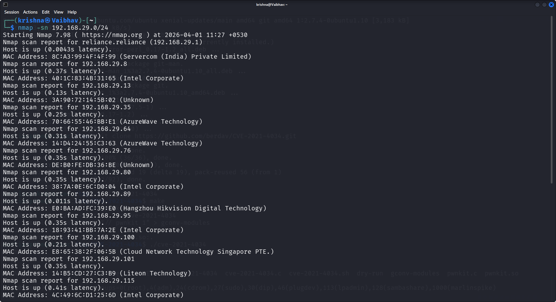 Ricognizione per l'individuazione della VM 1