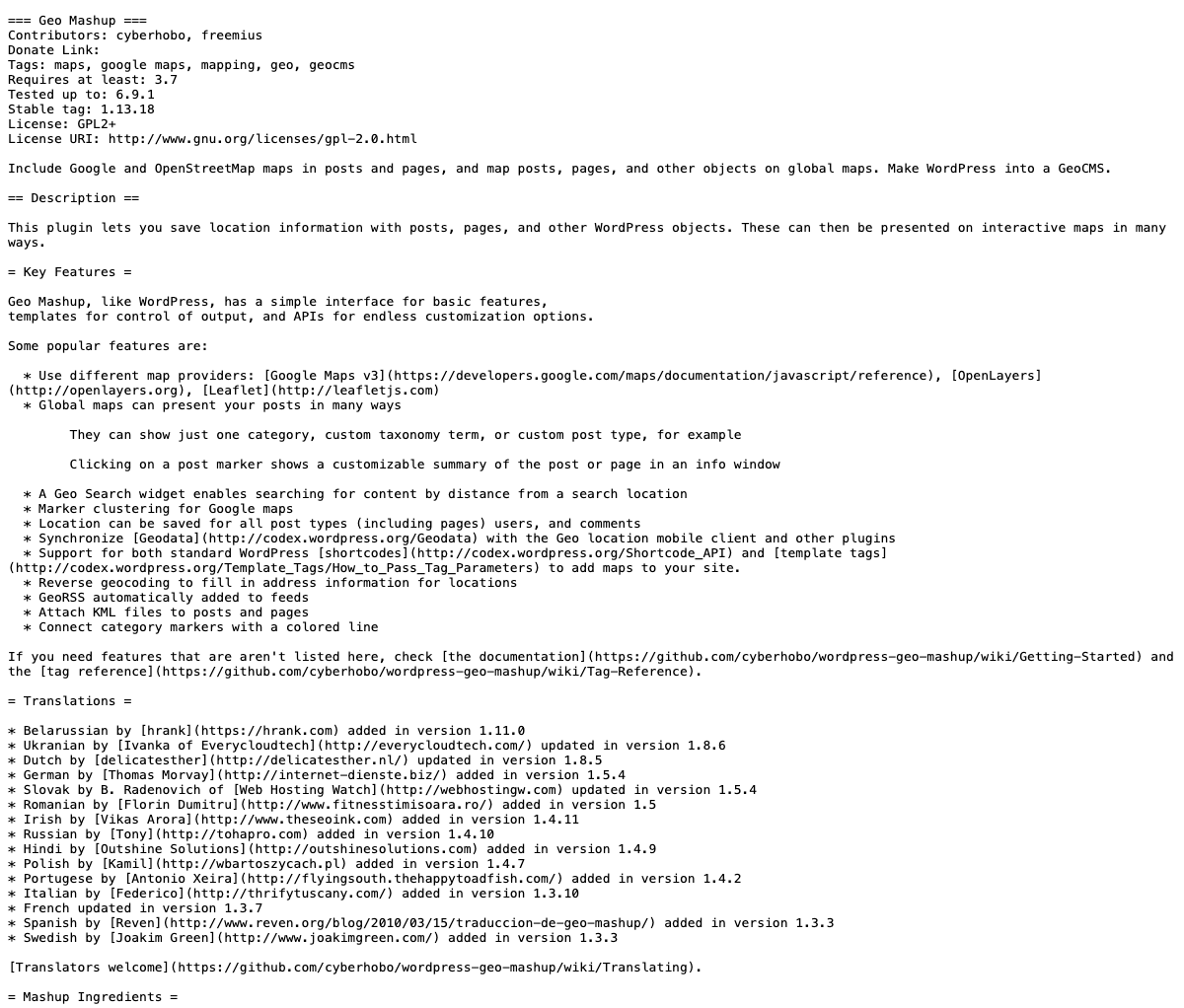 readme.txt showing Stable tag: 1.13.18