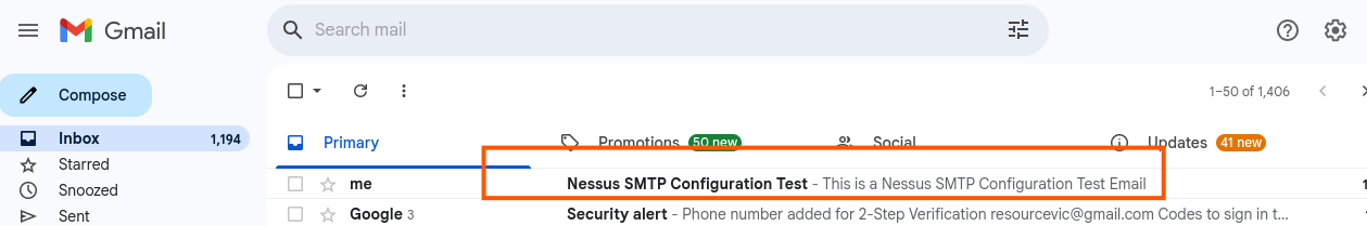 nessus sent an email. meaning, it worked perfectly.
