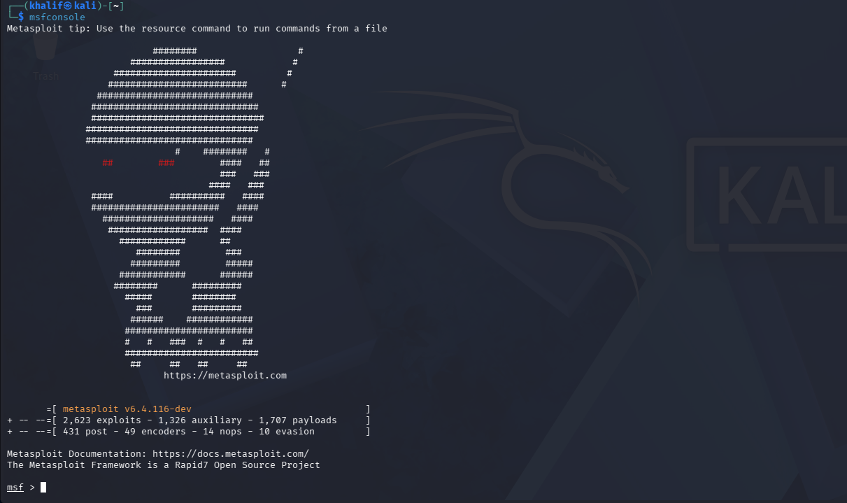 Atualização do Kali e início do PostgreSQL