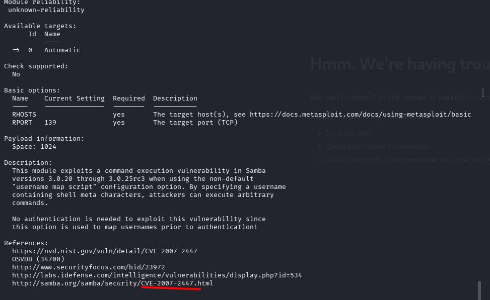 Descrição do CVE do Samba e referências