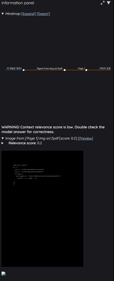 Malicious PDF rendered inside Information Panel