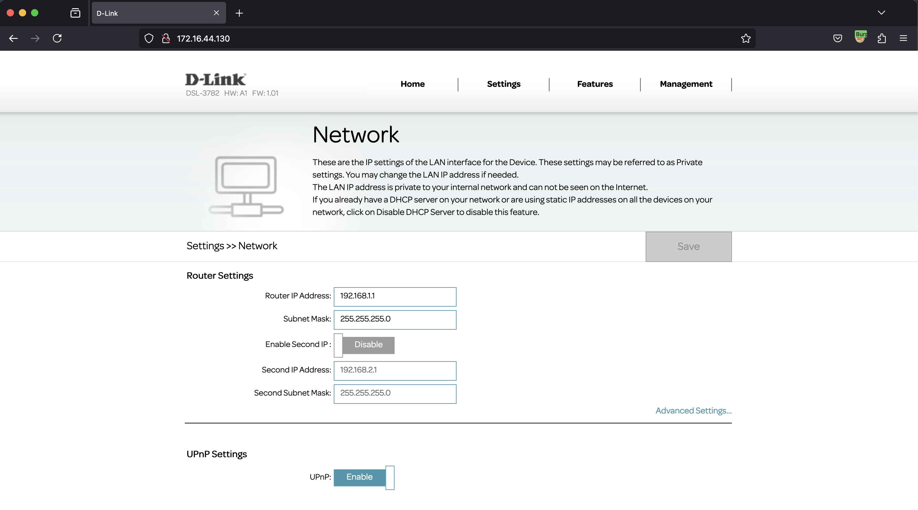 Network Setting UI