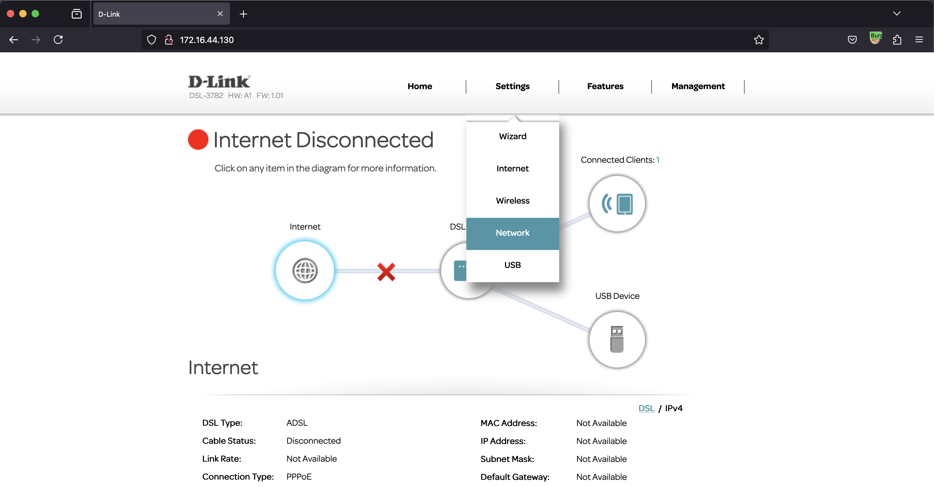 Network Setting location
