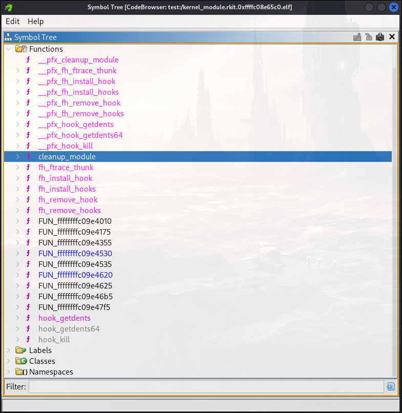 Árvore de Símbolos do Módulo do Kernel