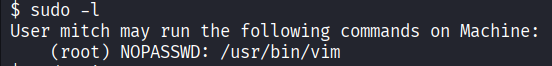 sudo -l Output