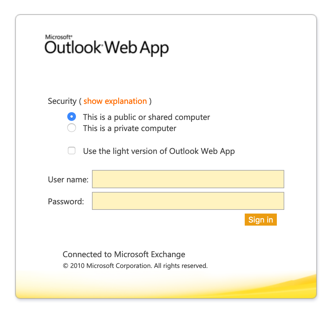 Esempio: OWA per Exchange 2010