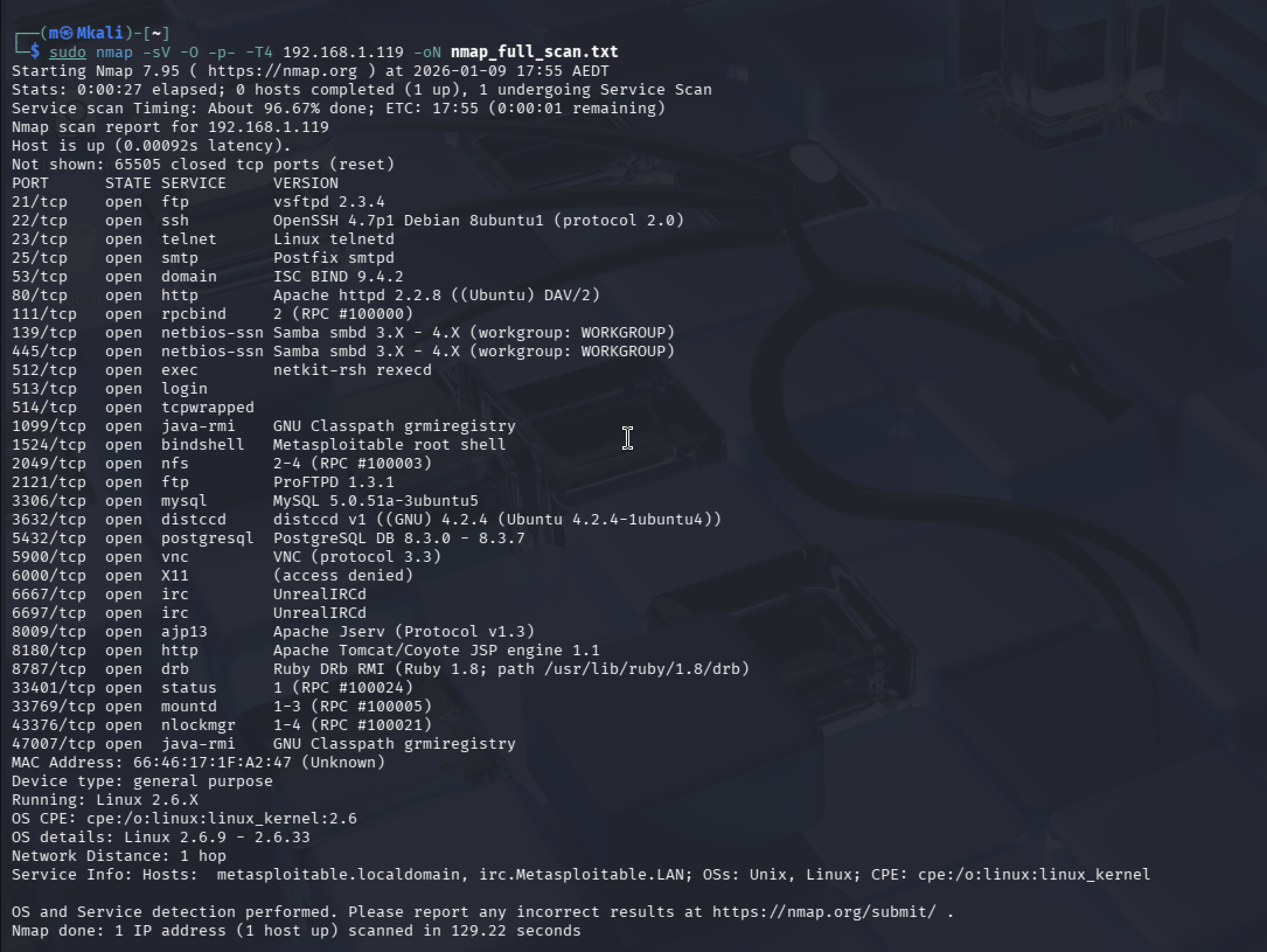 Nmap スキャン結果