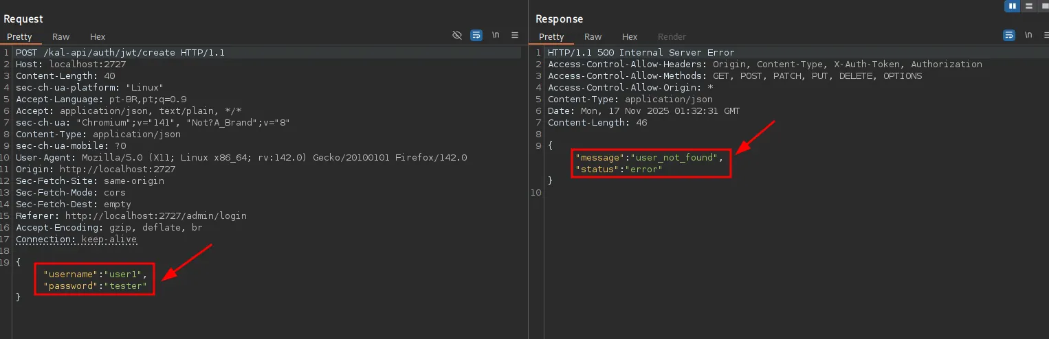 Burp Suite Benutzer nicht gefunden