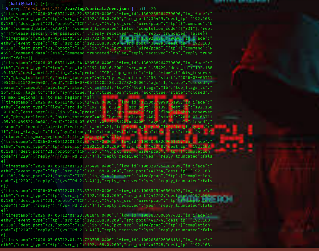 FTP brute force captured