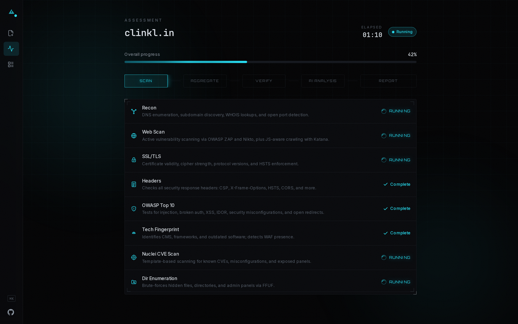 Scan Status page