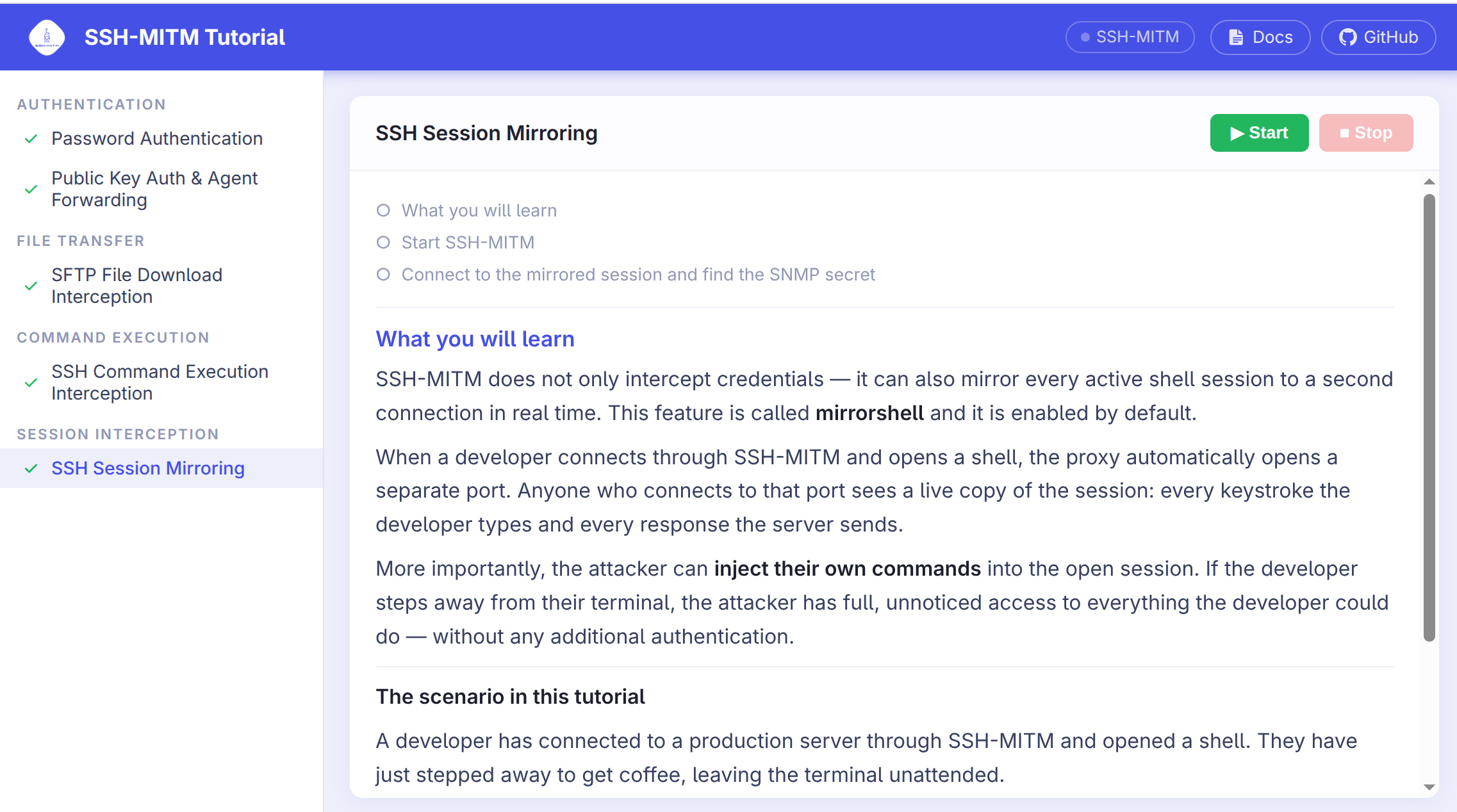 SSH-MITM interactive tutorial