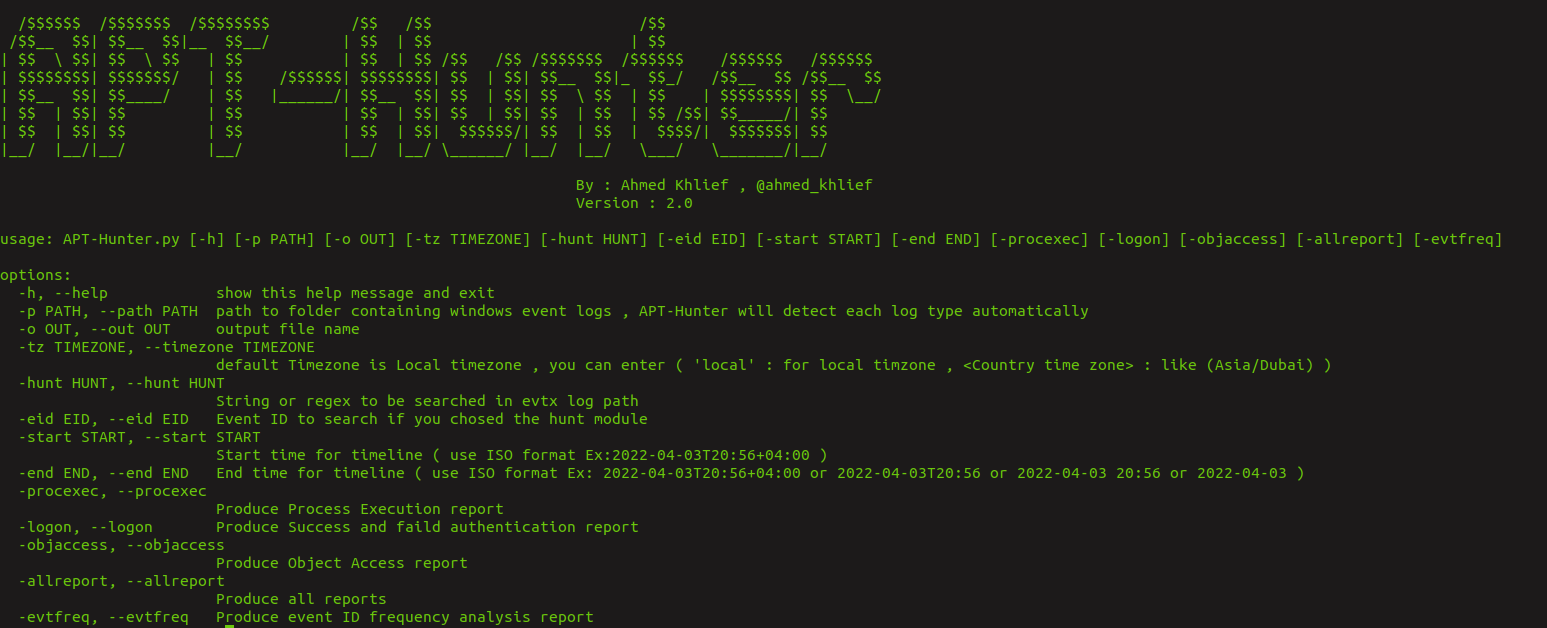 Ayuda de APT-Hunter