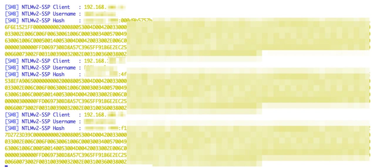 Vom SSO-Agenten erfasste NTLMv2-Hashes