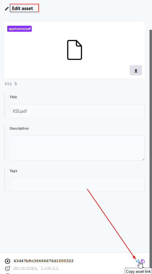 XSS-Asset bearbeiten und Link kopieren