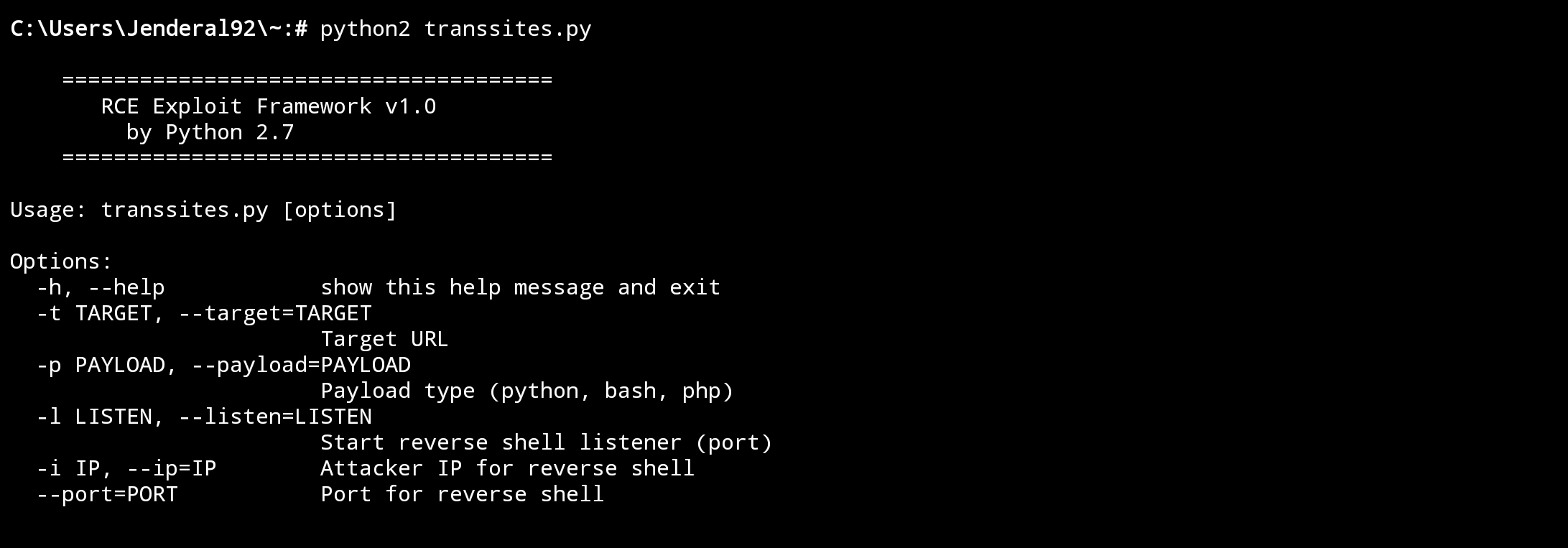 RCE-Exploit-Framework Jenderal92