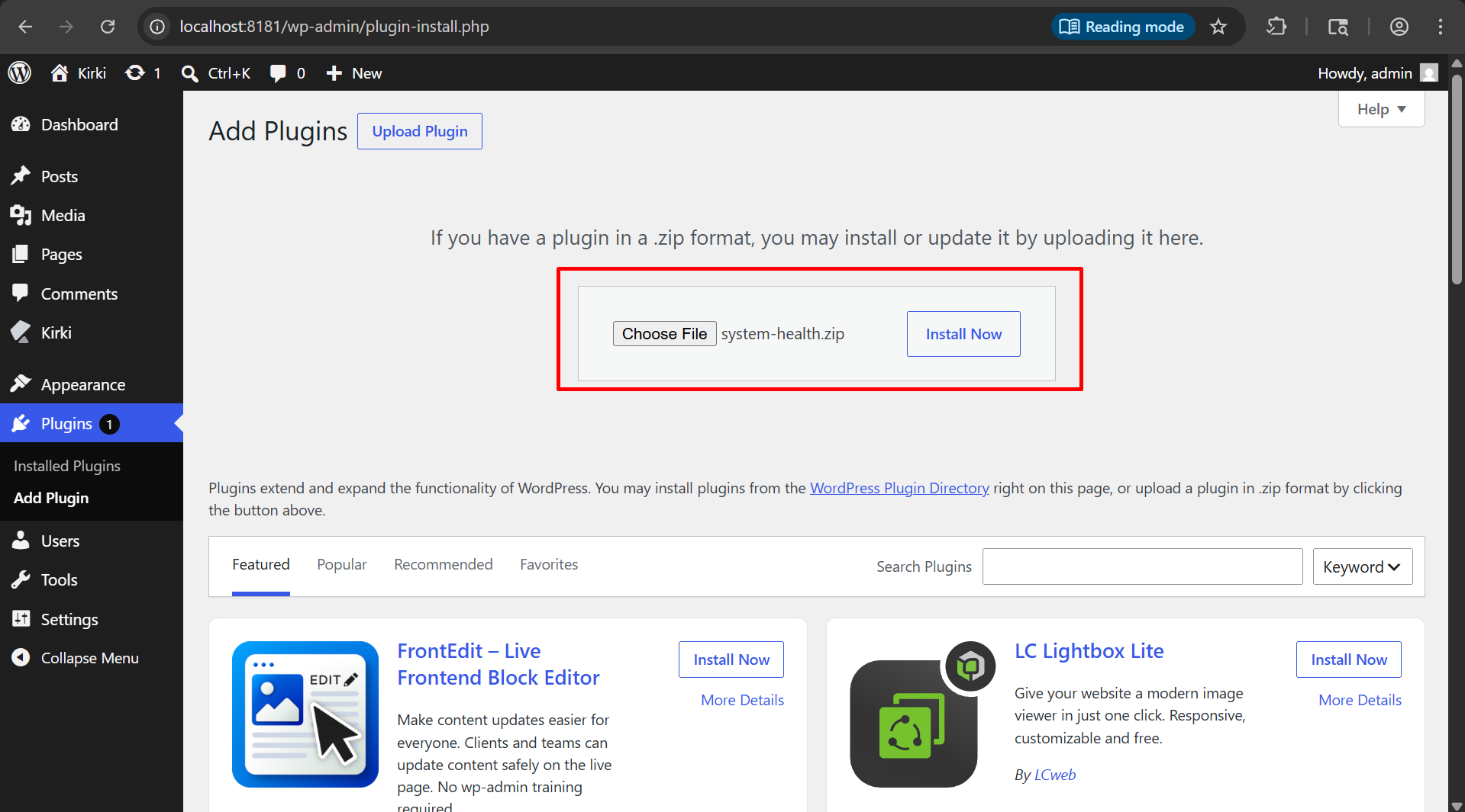 Upload plugin interface
