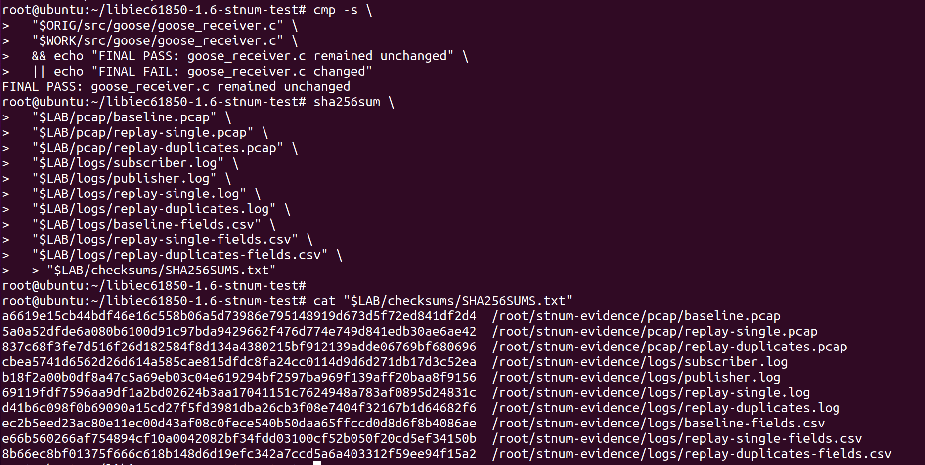 Checksums dos artefatos
