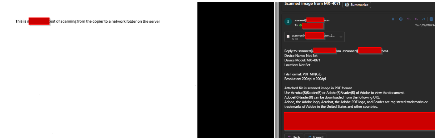 Documento digitalizado entregue na caixa de correio controlada pelo atacante