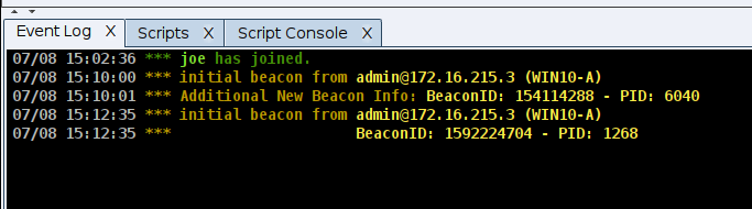 Información adicional en el registro de eventos para nuevos beacons