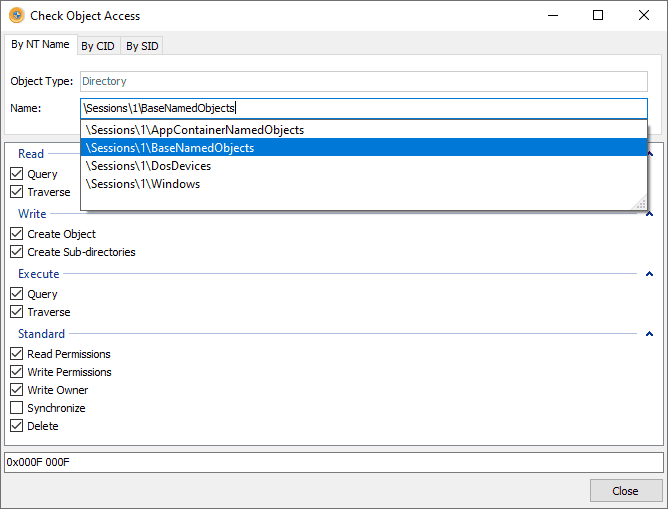 Access Check Window