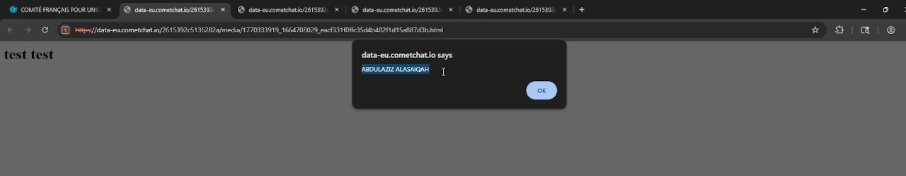 The stored payload executes on the platform origin