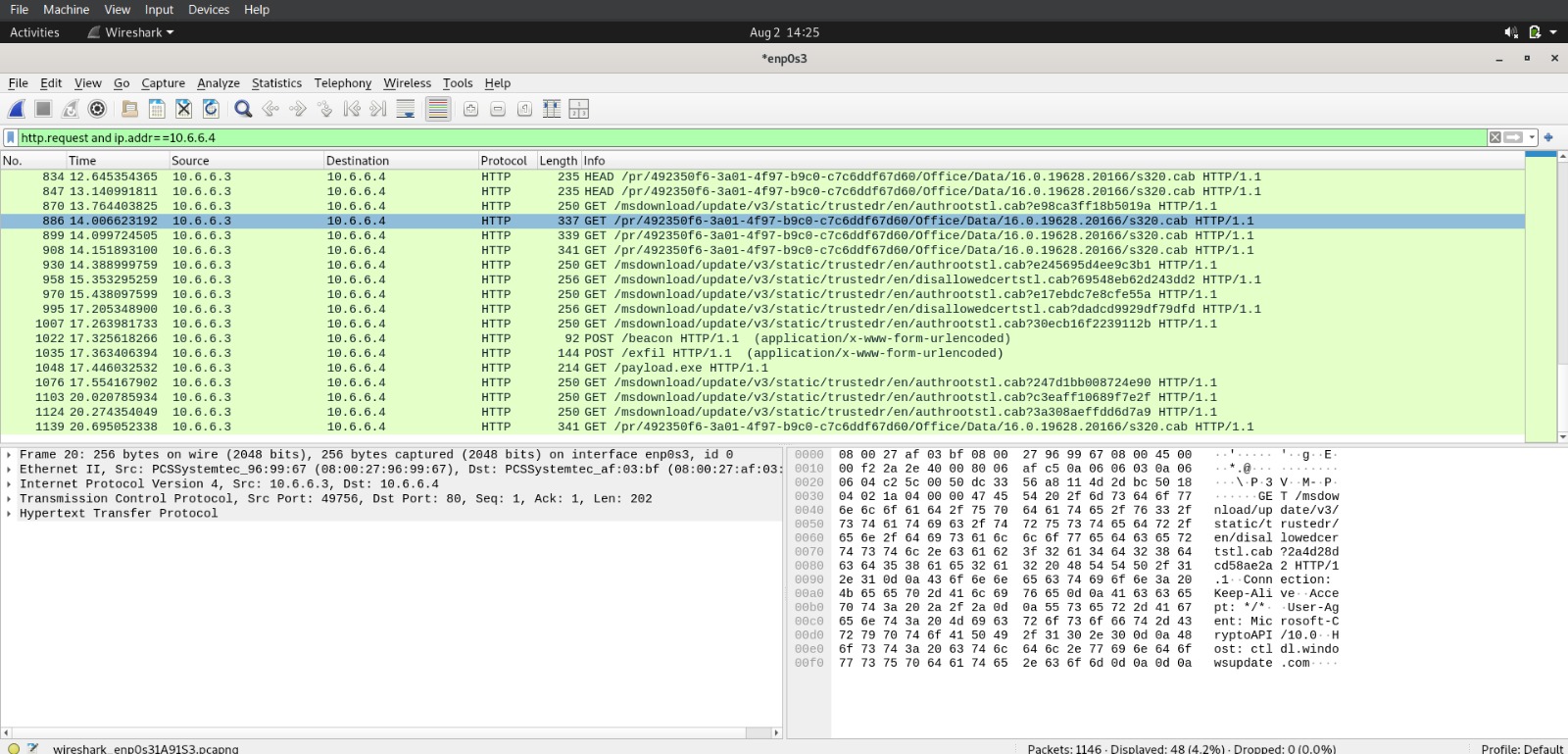 Wireshark-Aufzeichnung