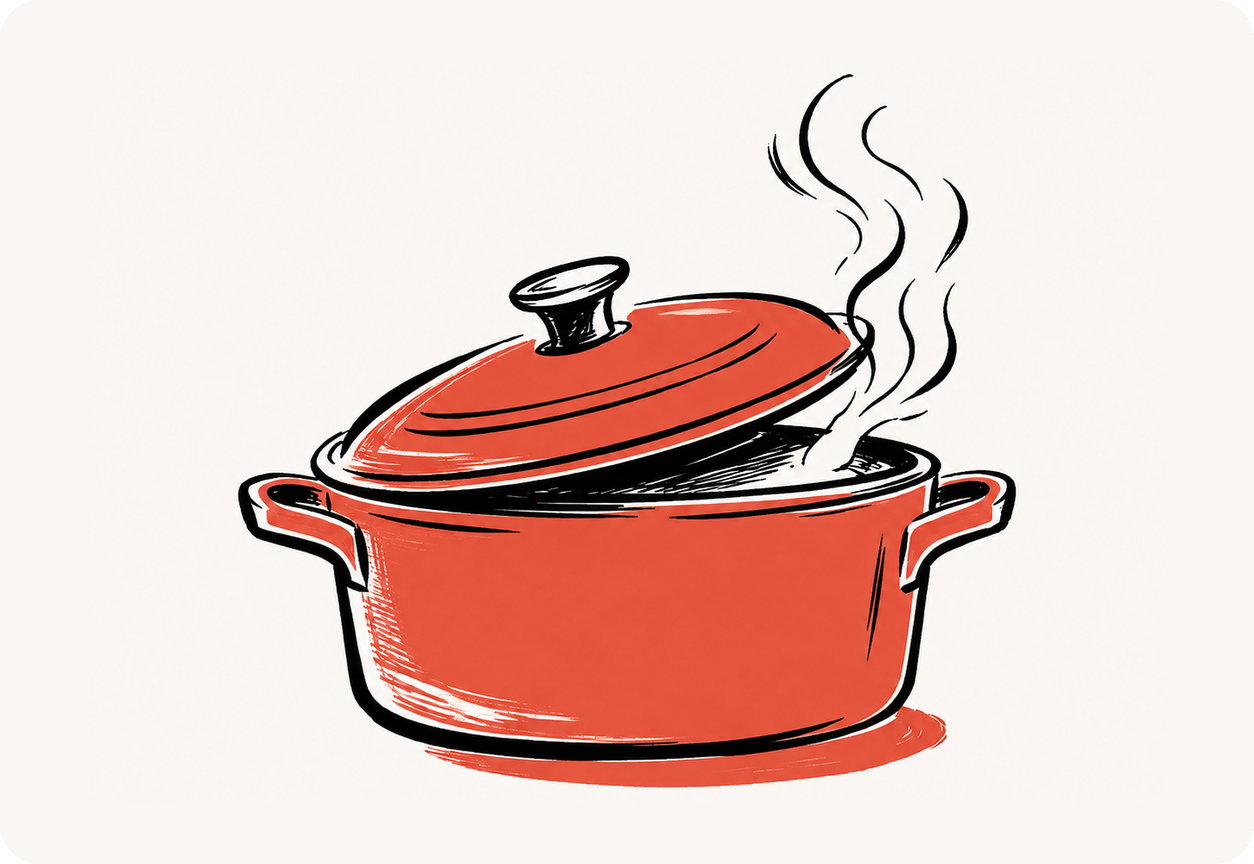 Логотип DutchOven — красный котелок