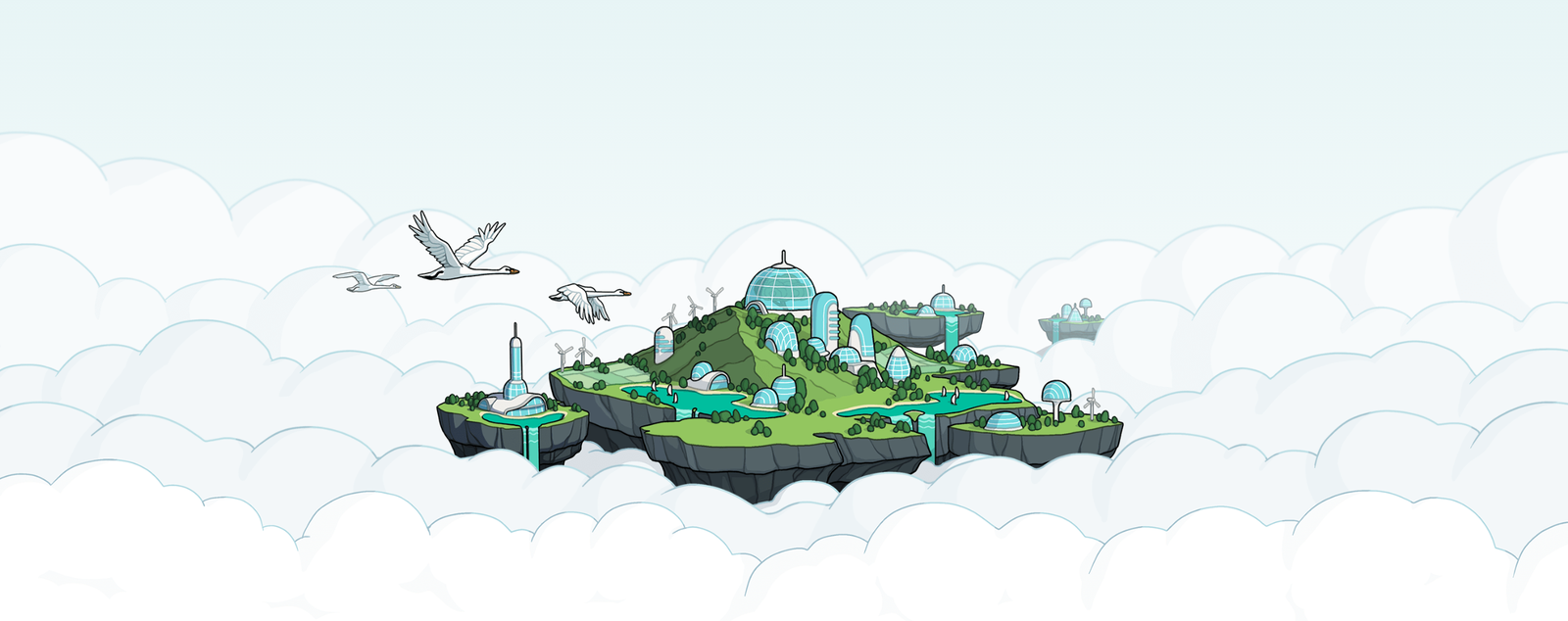Uma cidade de vidro nas nuvens