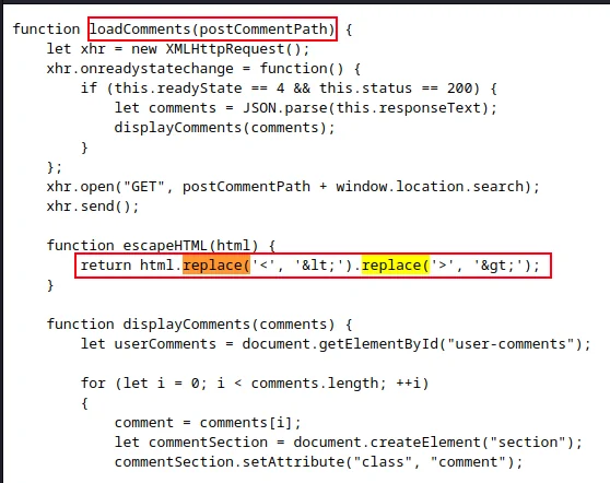 sostituzione del codice dom-xss memorizzato