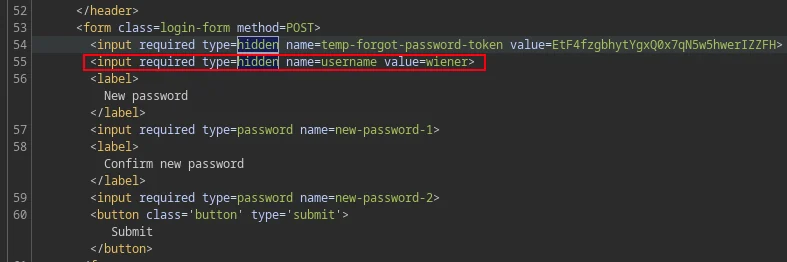 Username nascosto nel reset della password