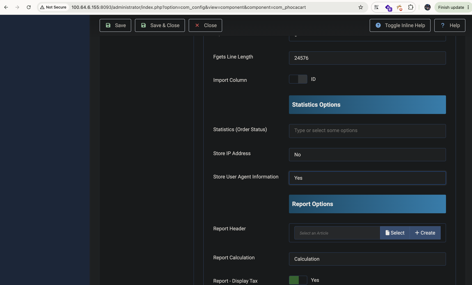Предварительное условие: Store User Agent Information = Yes
