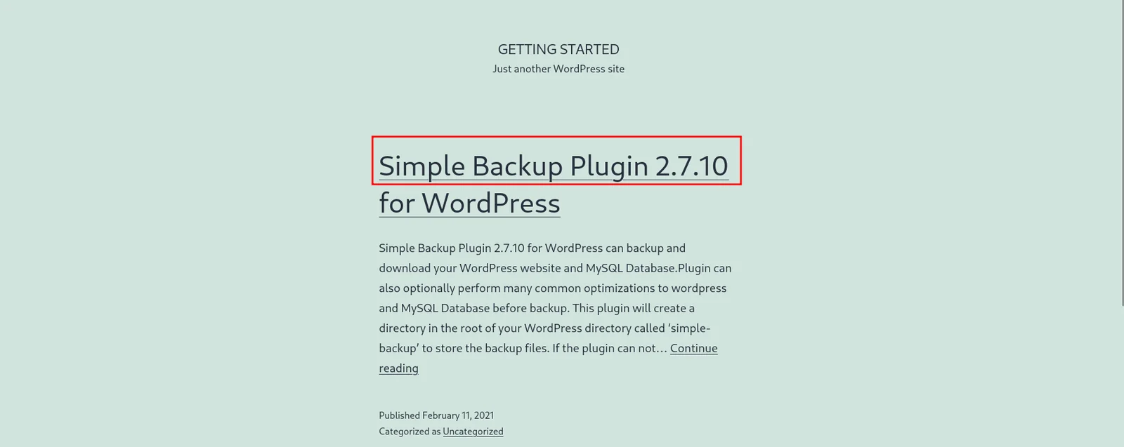 WordPress homepage blog post