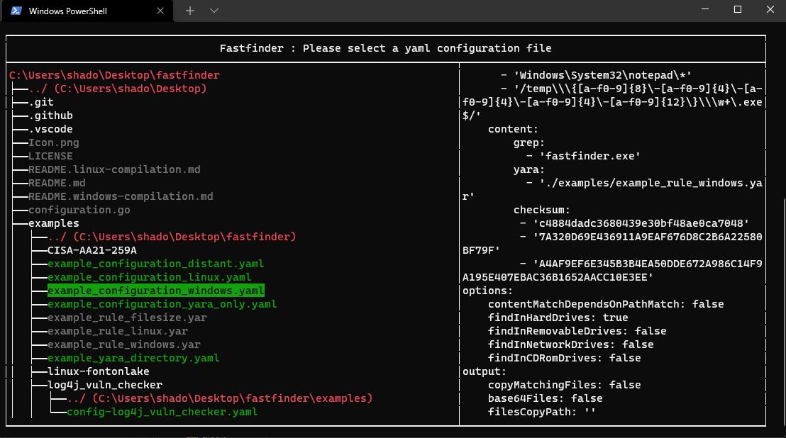 Sélection de configuration