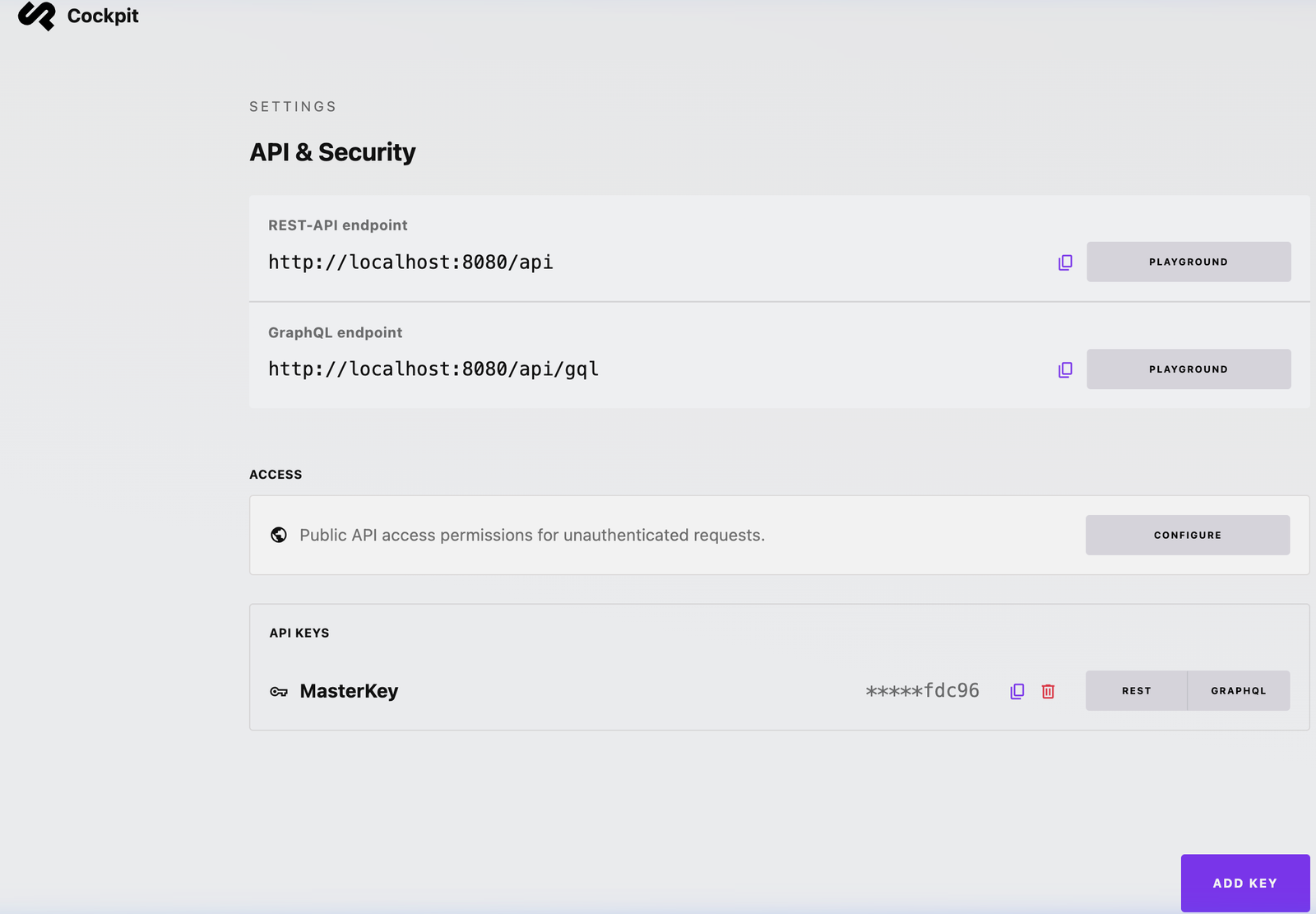 Configuración de la clave API con el rol de acceso de lectura