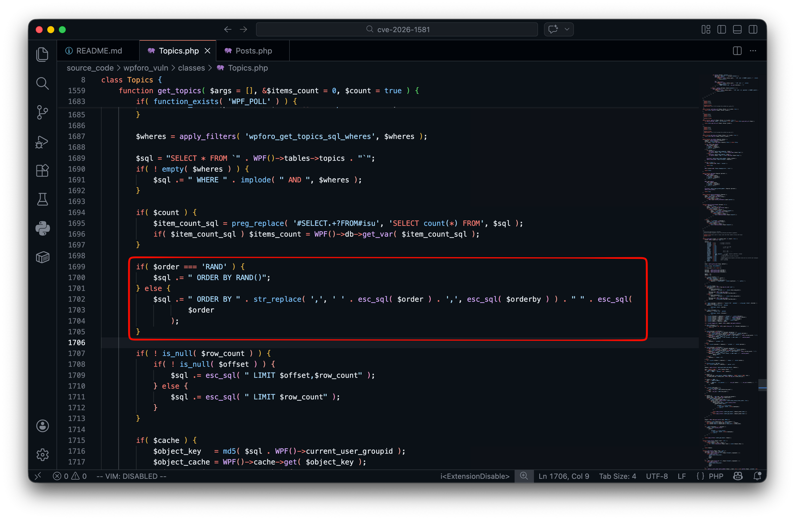 SQL-Builder: ORDER BY-Verkettung in Topics.php